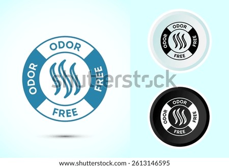 Odor control icon design illustration. Anti bad smell icon, Odor free label in color, black and white