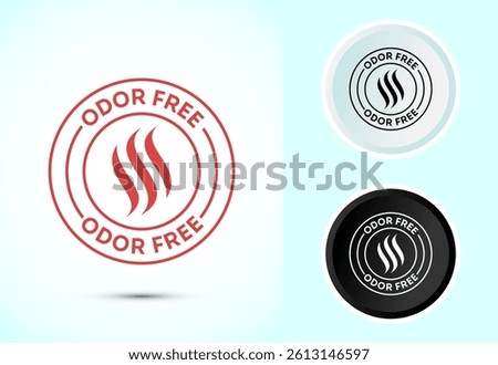 Odor control icon design illustration. Anti bad smell icon, Odor free label in color, black and white