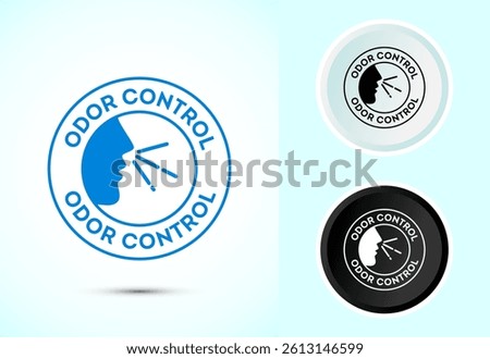 Odor control icon design illustration. Anti bad smell icon, Odor free label in color, black and white