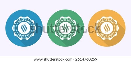 Odor control icon design illustration. Anti bad smell icon, Odor free label in shadow button design