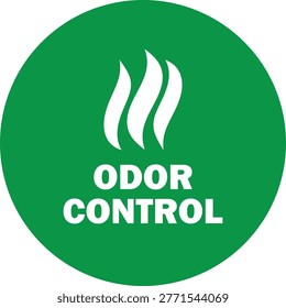 Odor control icon on green circle , professional circular badge for air fresheners and neutralizer packaging . Vector illustration