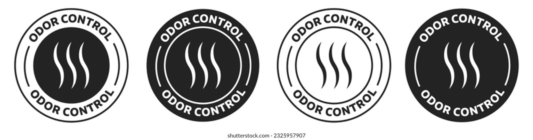 Odor control icon set in black color.