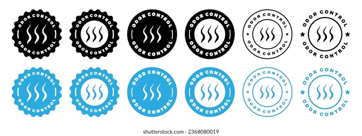 Odor control sticker, label, template or sign. Deodorant or antiperspirant sign. No smell. Vector icon set