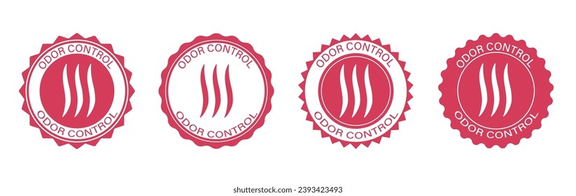 Odor control sticker, label, template or sign. Deodorant or antiperspirant sign. No smell. Vector icon set