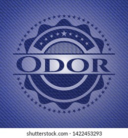 Odor emblem with denim high quality background. Vector Illustration. Detailed.