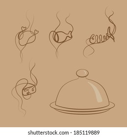 the odor of food on isolated sepia background