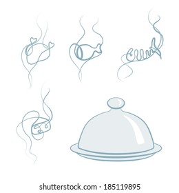 the odor of food on isolated white background