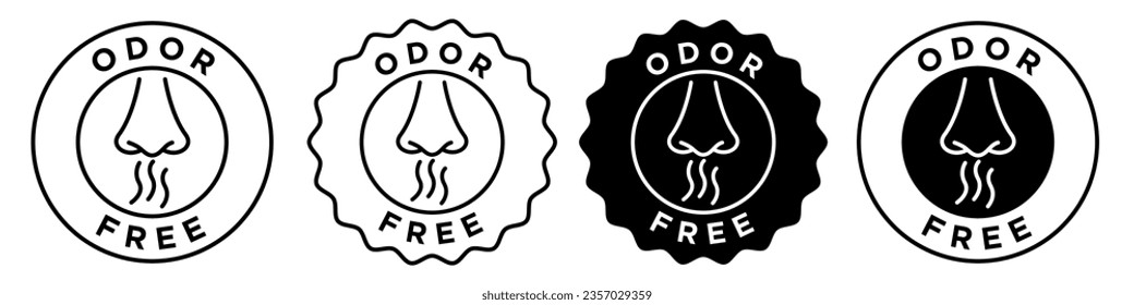 odor free icon. No odour or smell product packaging symbol. Scent free breath through nose vector. nasal contour sticker