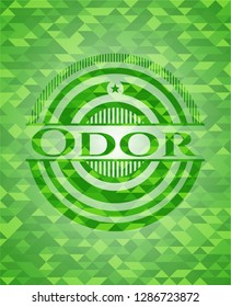 Odor green emblem with mosaic background