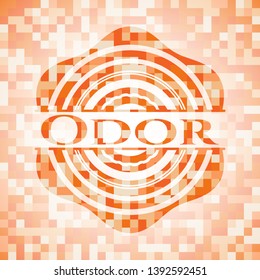 Odor orange mosaic emblem with background