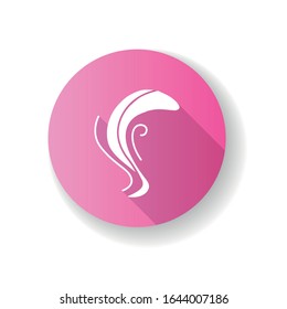 Odor pink flat design long shadow glyph icon. Bad smell. Perfume scent. Fragrance curves. Dirty air, emission. Smoke stream, fume swirls, evaporation. Silhouette RGB color illustration