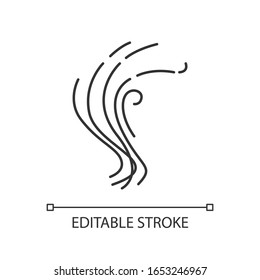 Odor pixel perfect linear icon. Bad smell. Perfume scent. Stink cloud, stench, gas. Thin line customizable illustration. Contour symbol. Vector isolated outline drawing. Editable stroke
