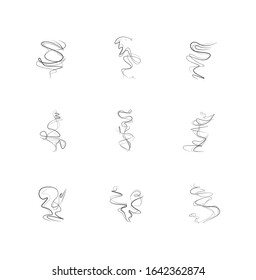 Odor pixel perfect linear icons set. Smell from hookah. Aroma from cannabis. Hot mist. Incense, stench. Customizable thin line contour symbols. Isolated vector outline illustrations. Editable stroke