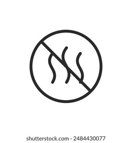 Odor prohibition, linear style icon. no odor and smell control. Editable stroke width