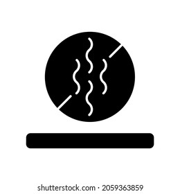 Odor resistant textile feature black glyph icon. Fiber property for suppressing sweat odor. Special material for active wear. Silhouette symbol on white space. Vector isolated illustration