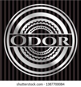 Odor silvery shiny emblem. Vector Illustration. Mosaic.
