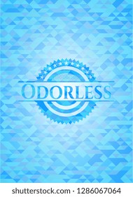 Odorless sky blue emblem with mosaic ecological style background