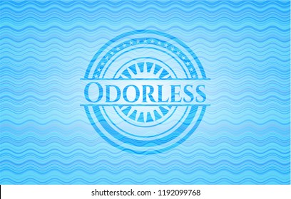 Odorless sky blue water emblem background.