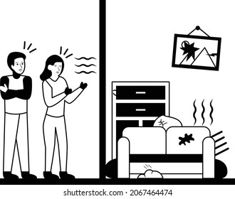 Odors nuisance or Smells Vector Icon Design, neighbourhood conflict Stock illustration, bad neighbors Symbol, Trash Collector neighbour Concept