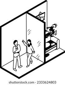 Odors nuisance or Smells Vector Icon Design, neighbourhood conflicts Stock illustration, bad neighbors Symbol, Trash haulers, Garbage collectors next door isometric Concept