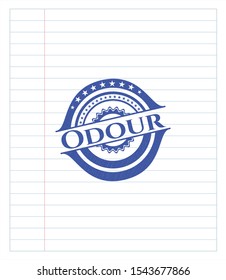 Odour blue ink pen emblem. Vector Illustration. Detailed.