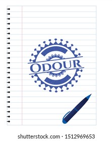 Odour drawn with pen strokes. Blue ink. Vector Illustration. Detailed.