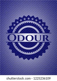 Odour emblem with jean background