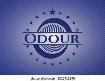 Odour emblem with jean texture. Vector Illustration. Detailed. 