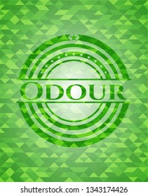 Odour green emblem with mosaic ecological style background