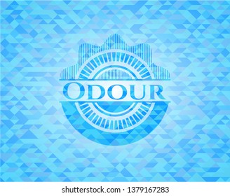 Odour light blue emblem with mosaic background