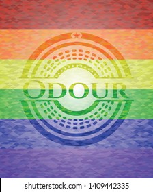 Odour on mosaic background with the colors of the LGBT flag