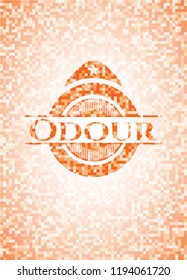 Odour orange tile background illustration. Square geometric mosaic seamless pattern with emblem inside.