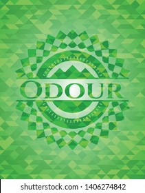 Odour realistic green mosaic emblem. Vector Illustration. Detailed.