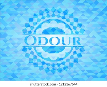 Odour realistic sky blue mosaic emblem