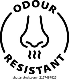 odour resistant black outline badge icon label isolated vector on transparent background