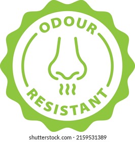 odour resistant green stamp outline badge icon label isolated rounded vector on transparent background