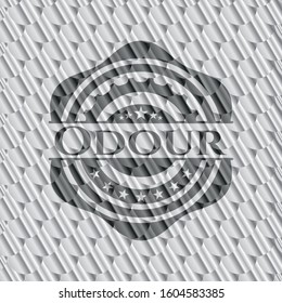 Odour silver emblem or badge. Scales pattern. Vector Illustration. Detailed.