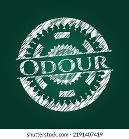 Odour written with chalkboard texture. Vector Illustration. Detailed. 