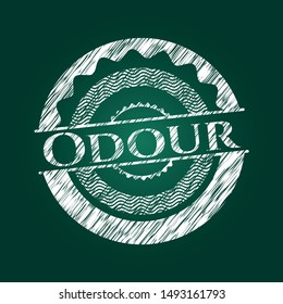 Odour written on a blackboard. Vector Illustration. Detailed.