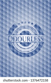 Odourless blue emblem with geometric pattern.