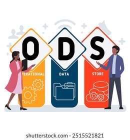 ODS - operational data store acronym. business concept background. vector illustration concept with keywords and icons. lettering illustration with icons for web banner, flyer, landing