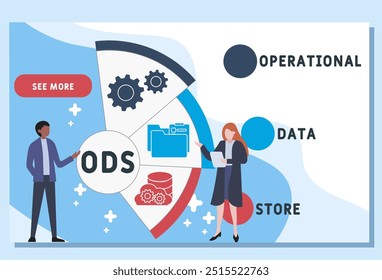 ODS - operational data store acronym. business concept background. vector illustration concept with keywords and icons. lettering illustration with icons for web banner, flyer, landing