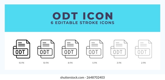 Odt file icon symbol. Logo illustration thin line. Bold line vector icons. Editable stroke