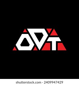 ODT triangle letter logo design with triangle shape. ODT triangle logo design monogram. ODT triangle vector logo template with red color. ODT triangular logo Simple, Elegant, and Luxurious design.