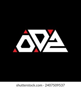 ODZ triangle letter logo design with triangle shape. ODZ triangle logo design monogram. ODZ triangle vector logo template with red color. ODZ triangular logo Simple, Elegant, and Luxurious design.