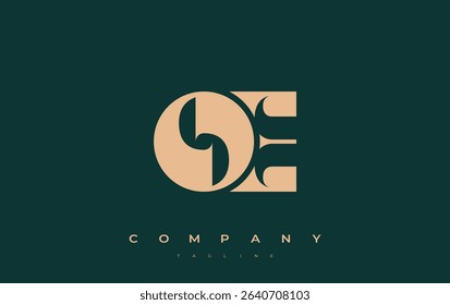 OE Abstract Geometric Logo Design. Modern and elegant logo design with simplistic typography elements, showcasing branding excellence.