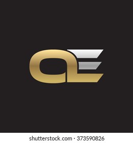 OE company linked letter logo golden silver black background