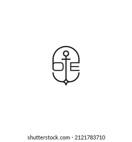 OE creative letter logo design in anchor concept with high quality professional design that will print well across any print media