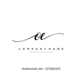 OE handwriting initial  logo vector