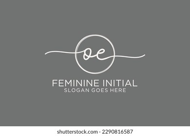 OE handwriting logo with circle template vector logo of initial signature, wedding, fashion, floral and botanical with creative template.